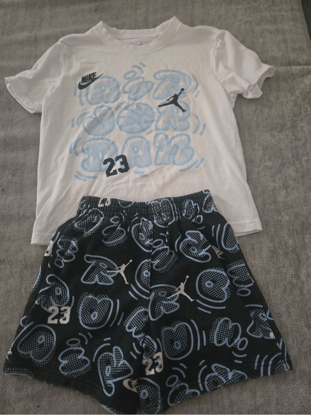 Jordan White and Blue Kids 2-Piece Pajama Set